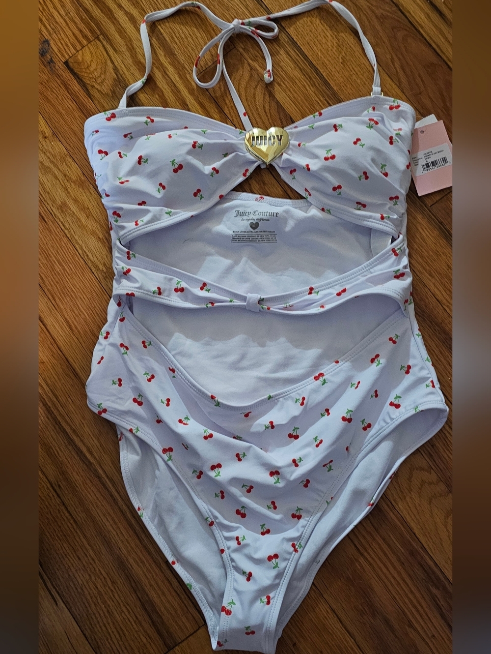 🌸 Juicy Couture Cherry Print Cutout One Piece Swimsuit NWT 🍒